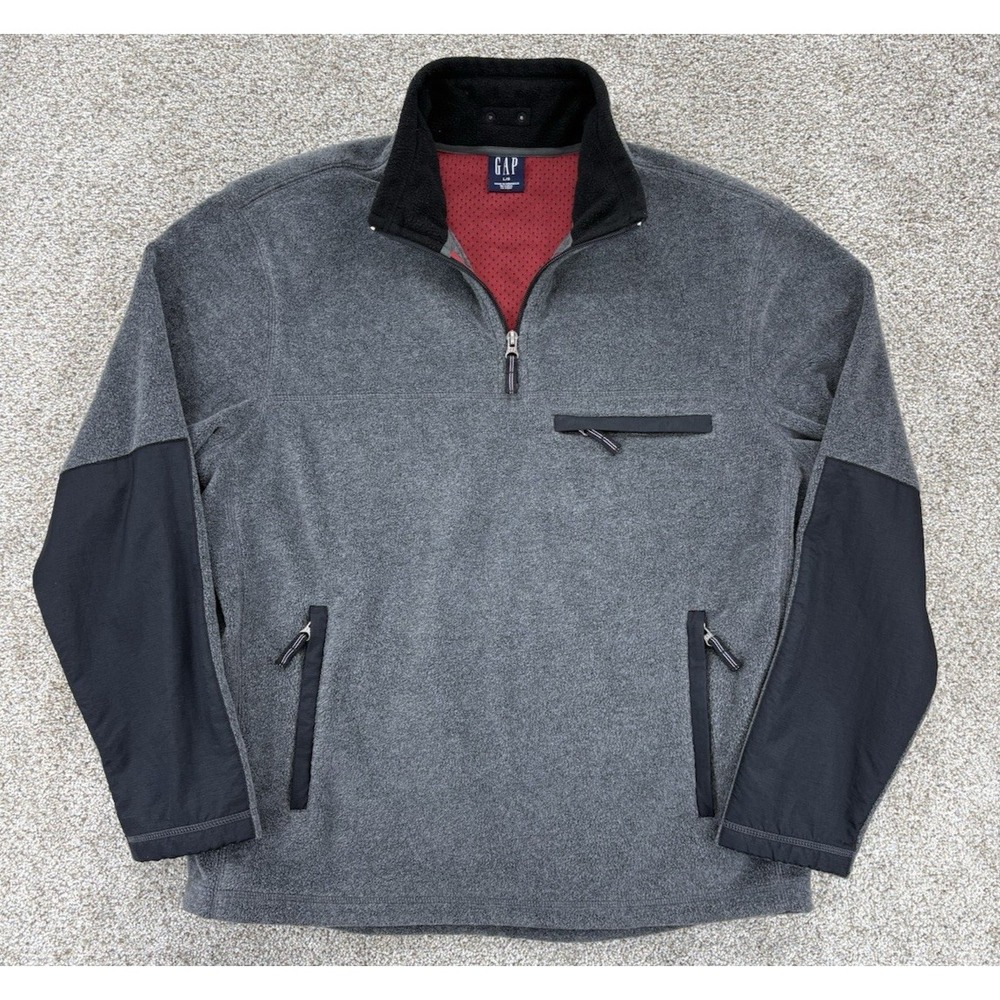 Vintage‎ Gap 1/4 Zip Fleece Pullover Sweater Jacket Mens Large Gray Gorpcore Y2K
